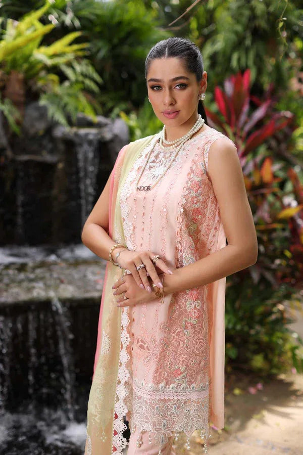 Noor by Saadia Asad | Luxury Chikankari Lawn24 | D7-B Peach Tkm - Rang-e-Khaas