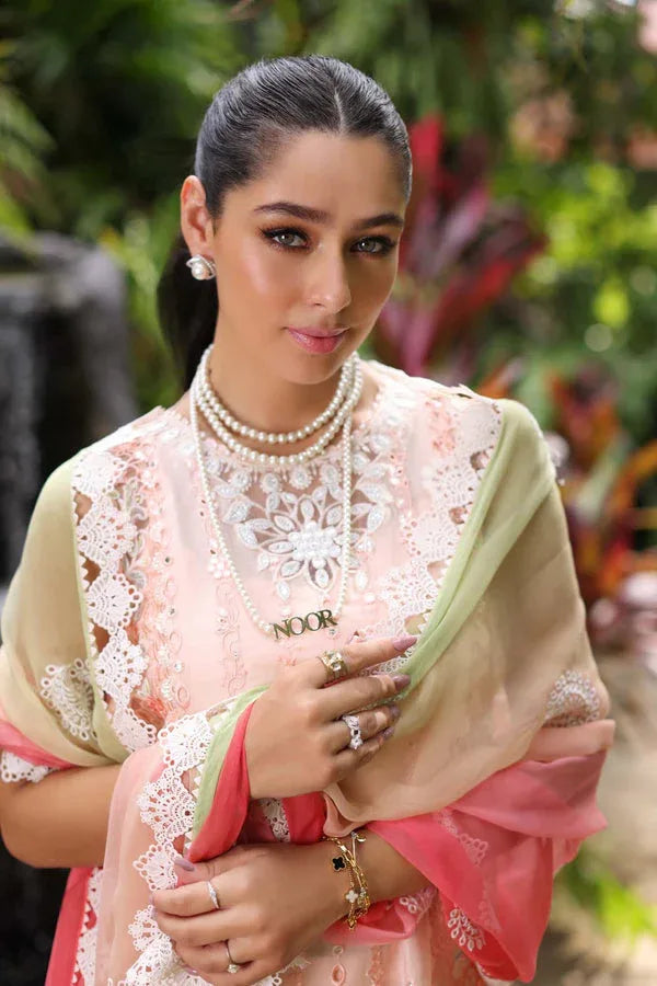 Noor by Saadia Asad | Luxury Chikankari Lawn24 | D7-B Peach Tkm - Rang-e-Khaas