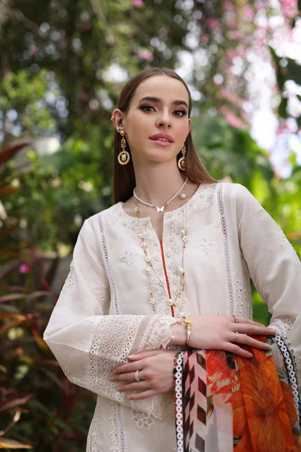 Noor by Saadia Asad | Luxury Chikankari Lawn24 | D6-B White Laser - Rang-e-Khaas