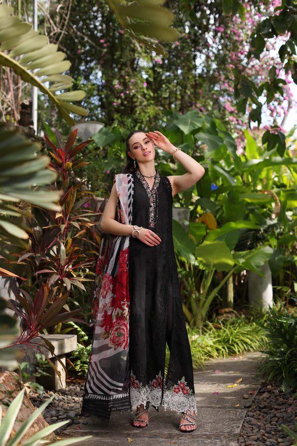 Noor by Saadia Asad | Luxury Chikankari Lawn24 | D6-A Black Laser