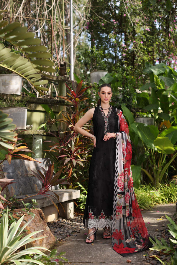 Noor by Saadia Asad | Luxury Chikankari Lawn24 | D6-A Black Laser