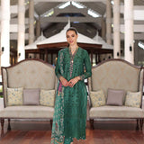 Noor by Saadia Asad | Luxury Chikankari Lawn24 | D4-A Green Laser