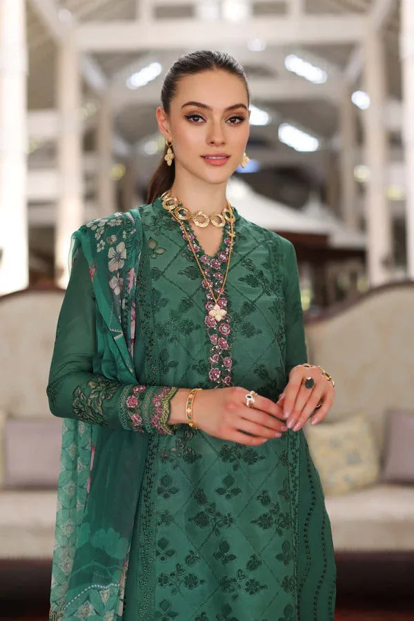 Noor by Saadia Asad | Luxury Chikankari Lawn24 | D4-A Green Laser - Rang-e-Khaas