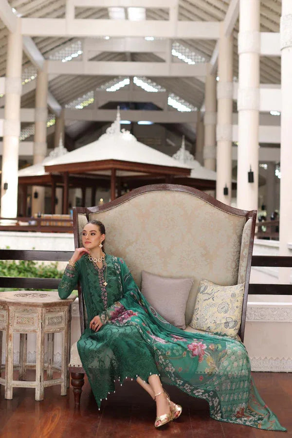 Noor by Saadia Asad | Luxury Chikankari Lawn24 | D4-A Green Laser - Rang-e-Khaas