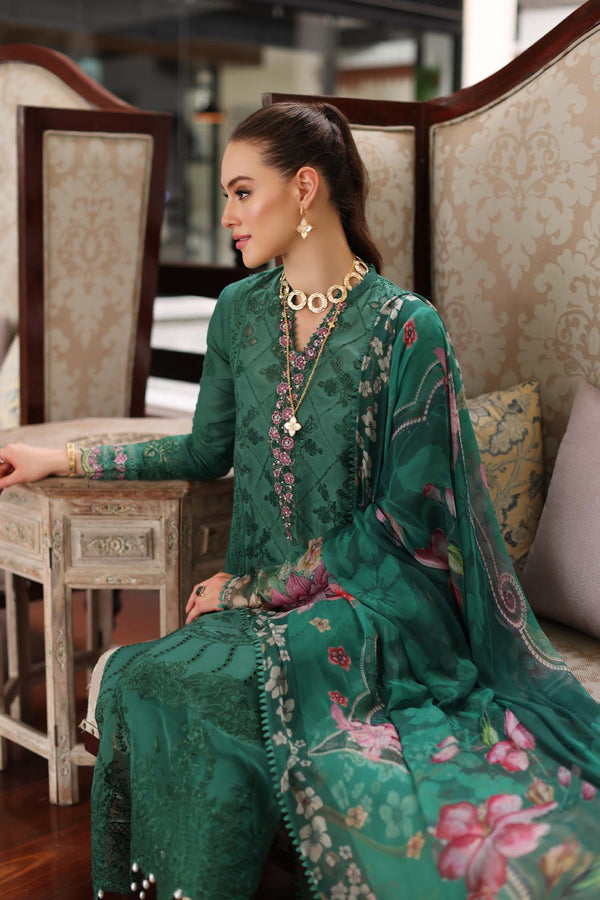 Noor by Saadia Asad | Luxury Chikankari Lawn24 | D4-A Green Laser