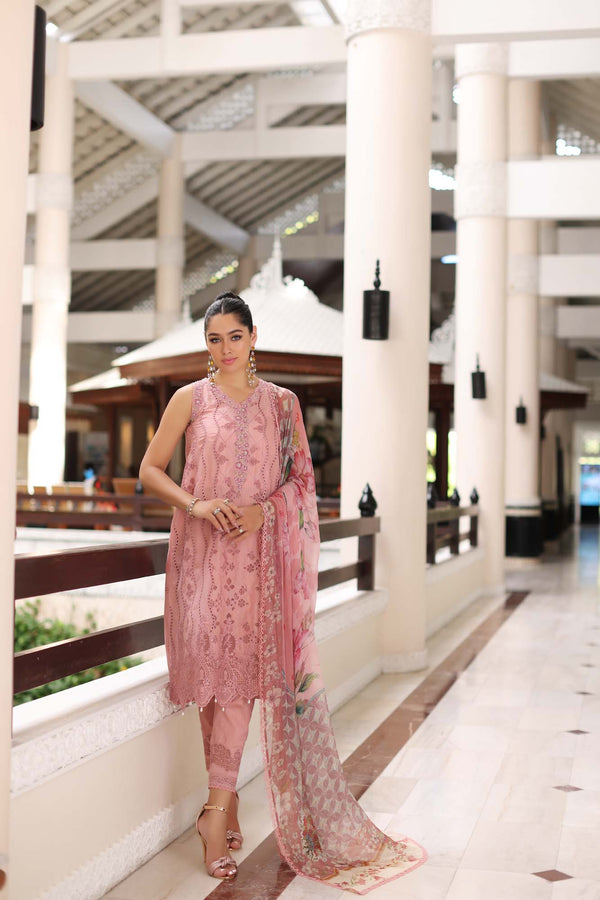 Noor by Saadia Asad | Luxury Chikankari Lawn24 | D4-B Pink Laser