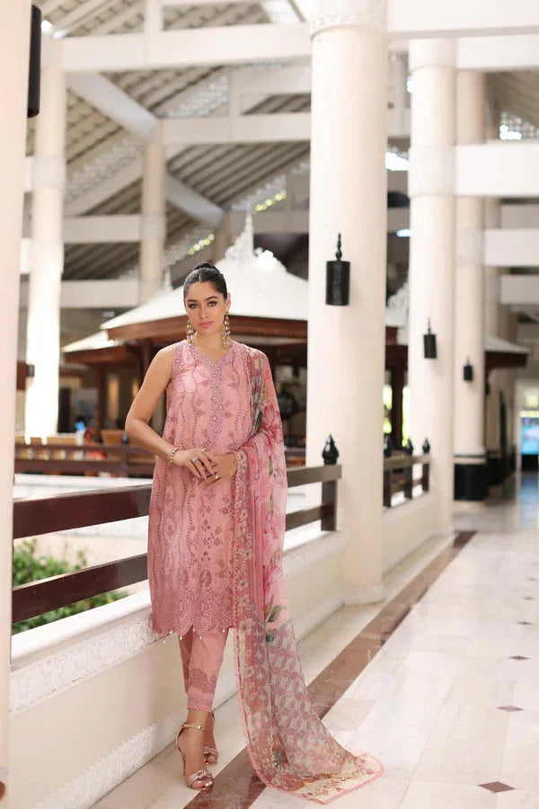 Noor by Saadia Asad | Luxury Chikankari Lawn24 | D4-B Pink Laser - Rang-e-Khaas