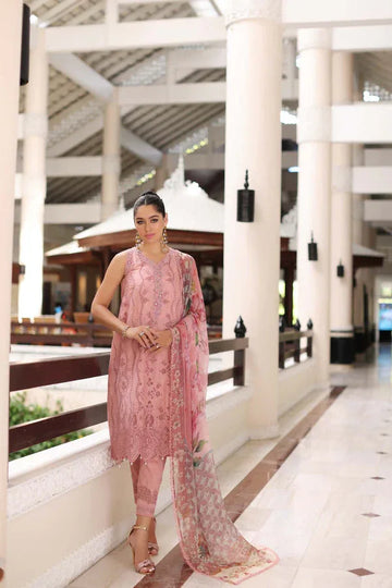 Noor by Saadia Asad | Luxury Chikankari Lawn24 | D4-B Pink Laser - Rang-e-Khaas