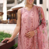 Noor by Saadia Asad | Luxury Chikankari Lawn24 | D4-B Pink Laser