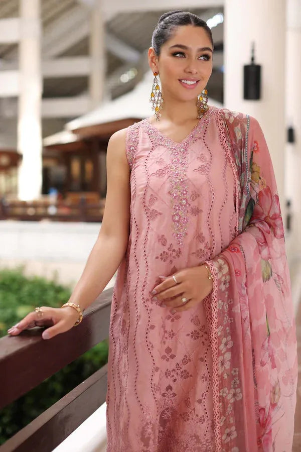 Noor by Saadia Asad | Luxury Chikankari Lawn24 | D4-B Pink Laser - Rang-e-Khaas
