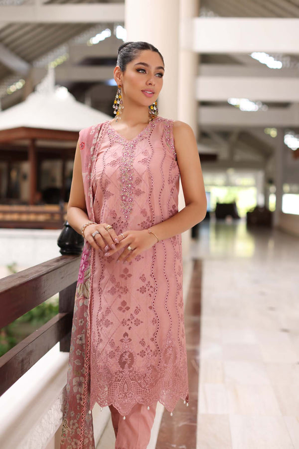 Noor by Saadia Asad | Luxury Chikankari Lawn24 | D4-B Pink Laser