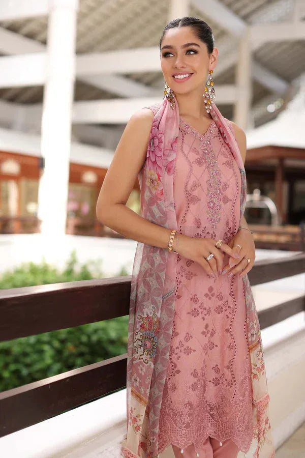 Noor by Saadia Asad | Luxury Chikankari Lawn24 | D4-B Pink Laser - Rang-e-Khaas