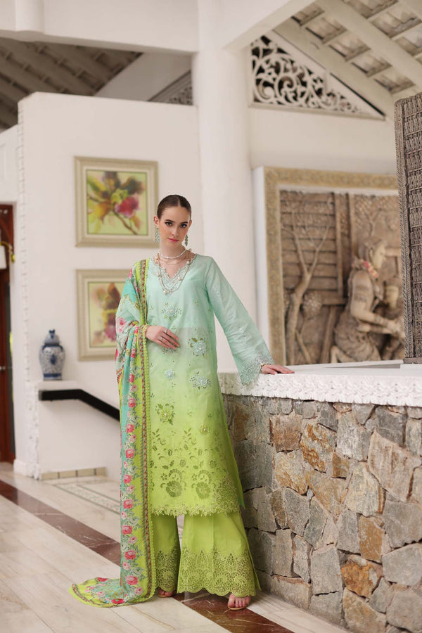 Noor by Saadia Asad | Luxury Chikankari Lawn24 | D5-A Aqua Ombre