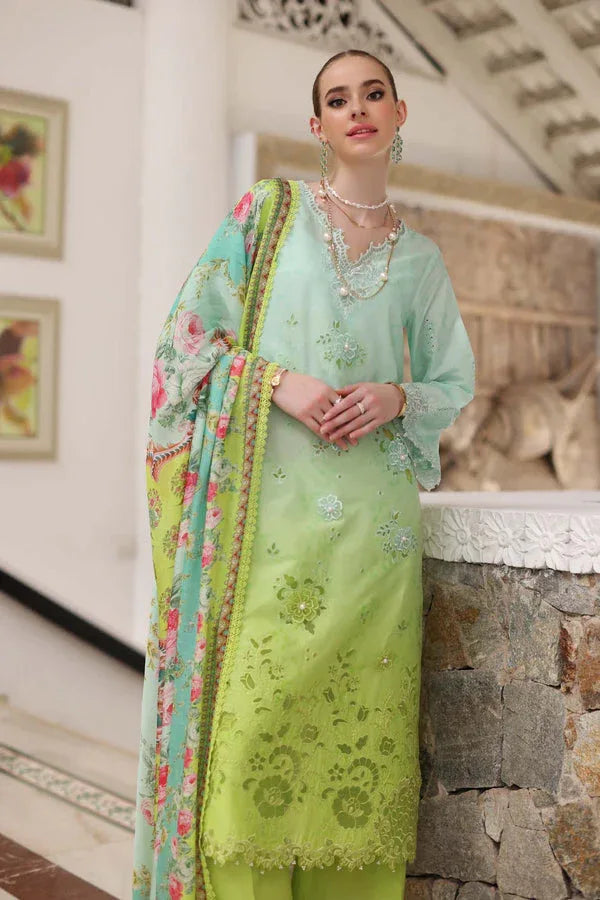 Noor by Saadia Asad | Luxury Chikankari Lawn24 | D5-A Aqua Ombre - Rang-e-Khaas