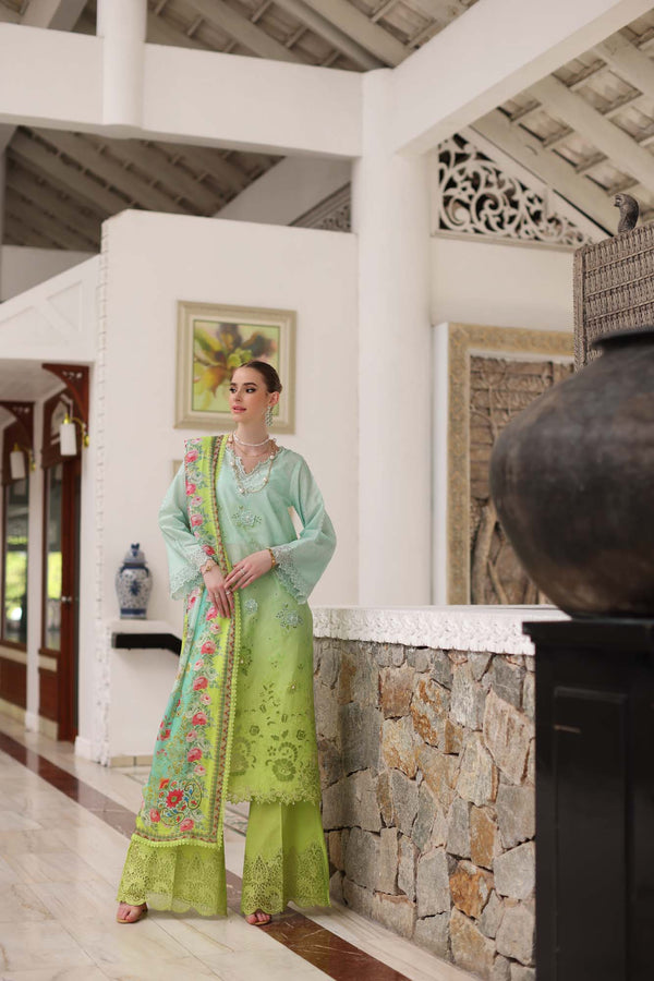 Noor by Saadia Asad | Luxury Chikankari Lawn24 | D5-A Aqua Ombre