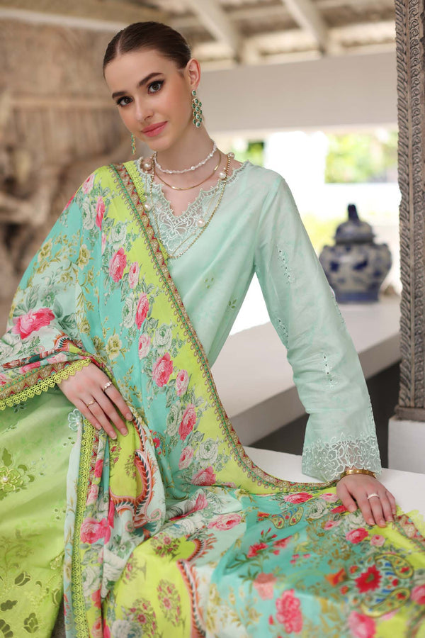 Noor by Saadia Asad | Luxury Chikankari Lawn24 | D5-A Aqua Ombre