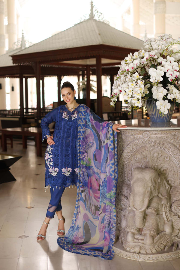Noor by Saadia Asad | Luxury Chikankari Lawn24 | D10-B Blue Electric