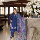 Noor by Saadia Asad | Luxury Chikankari Lawn24 | D10-B Blue Electric