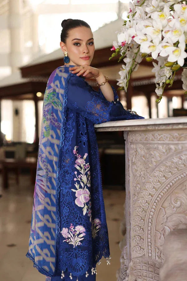 Noor by Saadia Asad | Luxury Chikankari Lawn24 | D10-B Blue Electric - Rang-e-Khaas