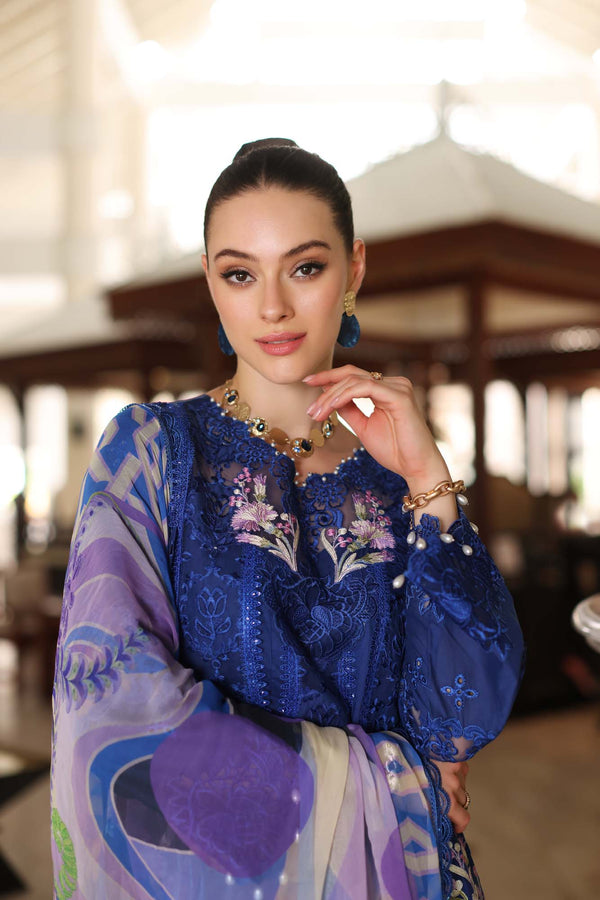 Noor by Saadia Asad | Luxury Chikankari Lawn24 | D10-B Blue Electric