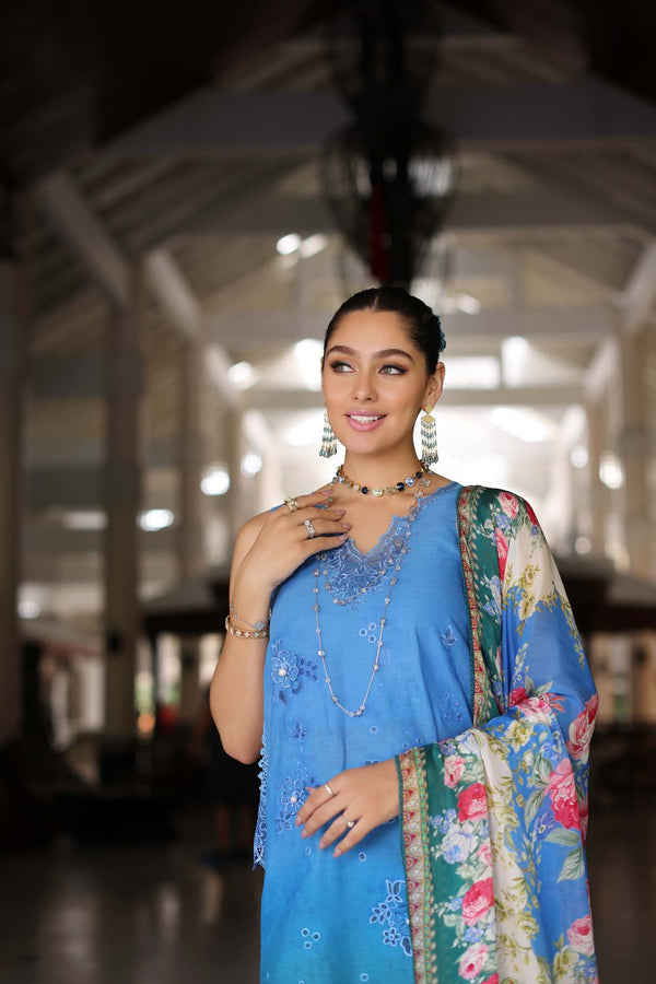Noor by Saadia Asad | Luxury Chikankari Lawn24 | D5-B Blue Ombre