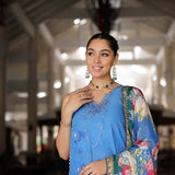 Noor by Saadia Asad | Luxury Chikankari Lawn24 | D5-B Blue Ombre