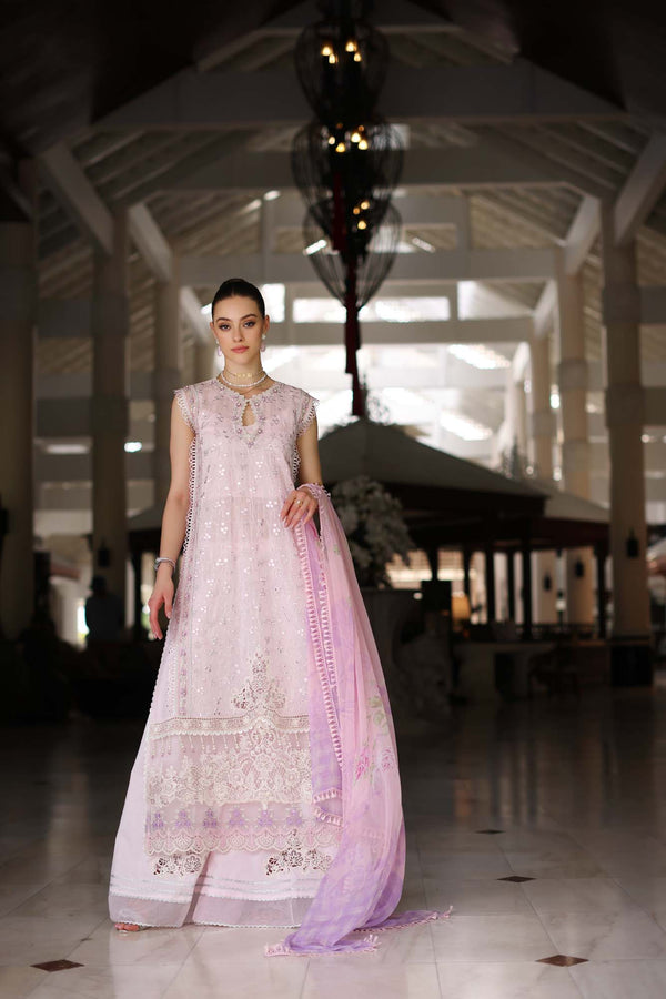 Noor by Saadia Asad | Luxury Chikankari Lawn24 | D11-A Pink Schifli