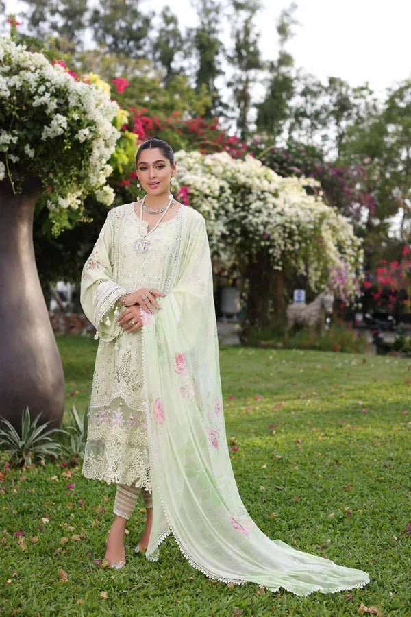 Noor by Saadia Asad | Luxury Chikankari Lawn24 | D11-B Mint Schifli - Rang-e-Khaas