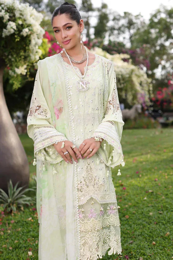 Noor by Saadia Asad | Luxury Chikankari Lawn24 | D11-B Mint Schifli - Rang-e-Khaas