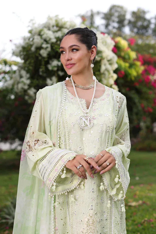 Noor by Saadia Asad | Luxury Chikankari Lawn24 | D11-B Mint Schifli - Rang-e-Khaas