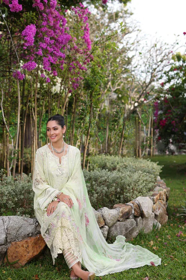 Noor by Saadia Asad | Luxury Chikankari Lawn24 | D11-B Mint Schifli - Rang-e-Khaas