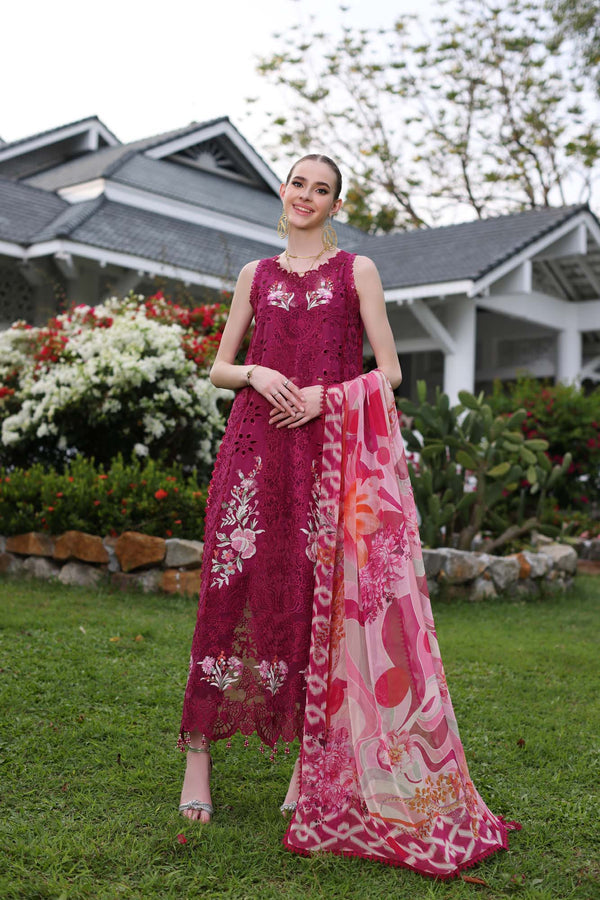 Noor by Saadia Asad | Luxury Chikankari Lawn24 | D10-A FUCHIA