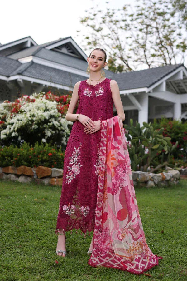 Noor by Saadia Asad | Luxury Chikankari Lawn24 | D10-A FUCHIA - Rang-e-Khaas