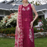 Noor by Saadia Asad | Luxury Chikankari Lawn24 | D10-A FUCHIA