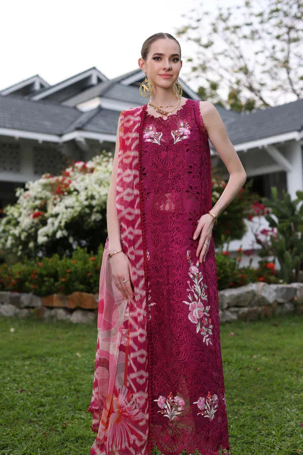 Noor by Saadia Asad | Luxury Chikankari Lawn24 | D10-A FUCHIA - Rang-e-Khaas