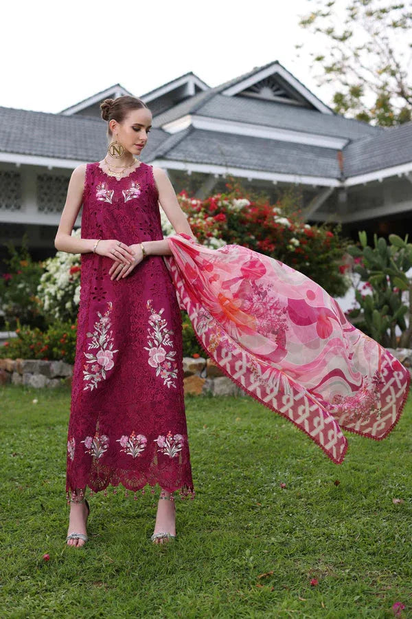 Noor by Saadia Asad | Luxury Chikankari Lawn24 | D10-A FUCHIA - Rang-e-Khaas