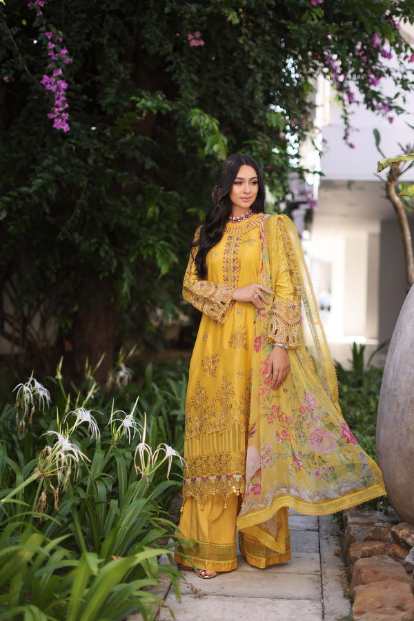 Noor by Saadia Asad | Luxury Chikankari Lawn24 | D8-B Mustard