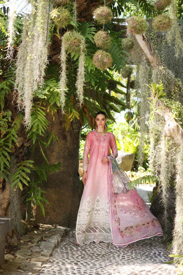 Noor by Saadia Asad | Luxury Chikankari Lawn24 | D1-A Pink Ombre - Rang-e-Khaas